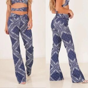 Revice La La Land Bandana Flare Jeans Laguna Blue Size 32 NWT